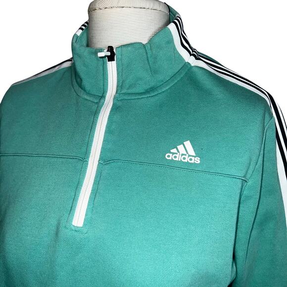 Adidas green 3/4 Zip Pullover cropped Sweatshirt  Women’s size small - Picture 2 of 7